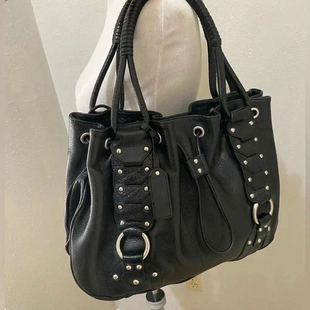 Kenneth Cole New York Black Pebbled Leather Hobo Bag - Excellent Used Condition